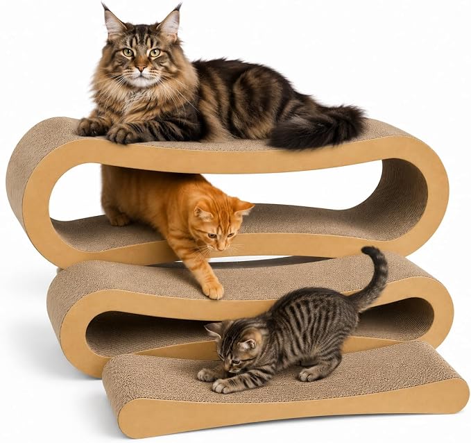 Simple Deluxe 3 in 1 Cat Scratcher Cardboard, Cat Scratching Board Furniture Protector, Cats Scratching Post, Cat Beds for Indoor Cats, Infinity Shape, X-Large by SimpleDeluxe