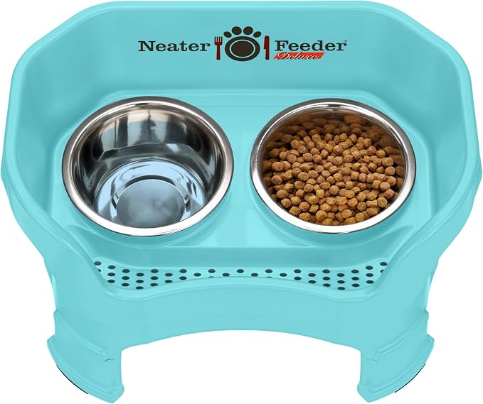 Neater Feeder Deluxe Mess-Proof Elevated Dog Bowls for Medium Dogs (19–40 lbs), 2 Height Adjustable (10” & 12.5”) No-Spill Raised Dog Bowl Stand, Stainless Steel Food Bowl Set, Made in USA, Aquamarine - Image 8