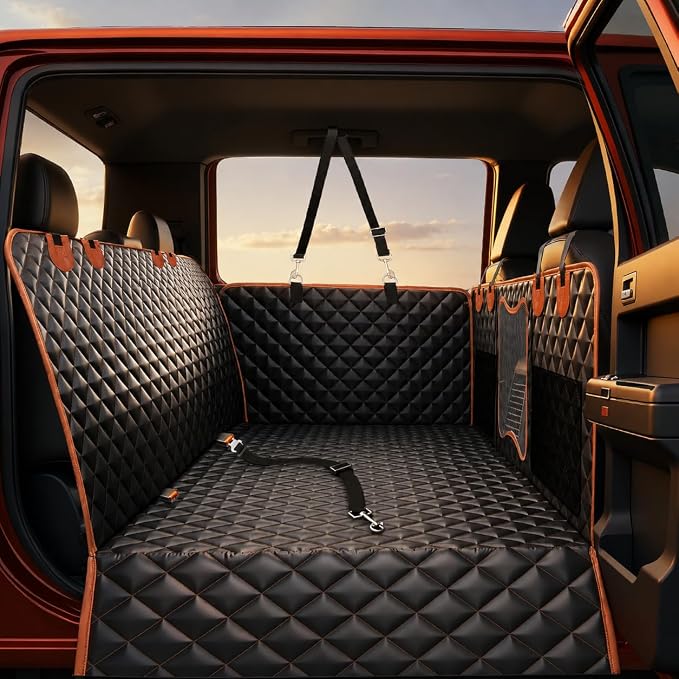 Back Seat Extender for Dogs,Dog Car Seat Cover for Back Seat with Hard Bottom Holds 500 lbs,Car Seat Protector,Waterproof Extender for Dogs,Pet Bed for Full Size F150/RAM1500/Silverado Crew Cab Pickup by Unknown