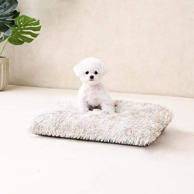 EHEYCIGA Fluffy Dog Crate Bed for Small Dogs, Plush Crate Pad, Brown | Calming Anti Anxiety Small Dog Bed, Washable Soft Warm Faux Fur Crate Mat with Non-Slip Bottom - Image 9