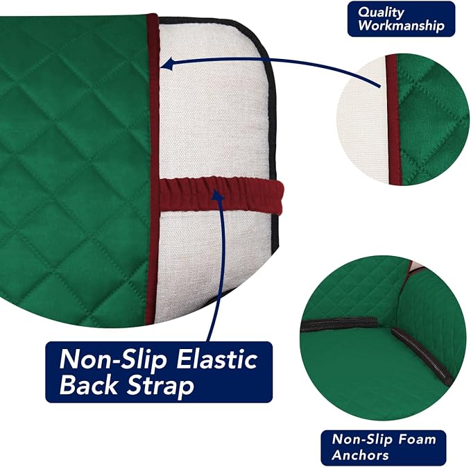 PureFit Reversible Quilted Couch Covers for Dogs Oversized Sofa Cover 78” | Green/Red, Water Resistant Couch Protector, Washable Pet Couch Cover with Non Slip and Elastic Straps For Kids - Image 3