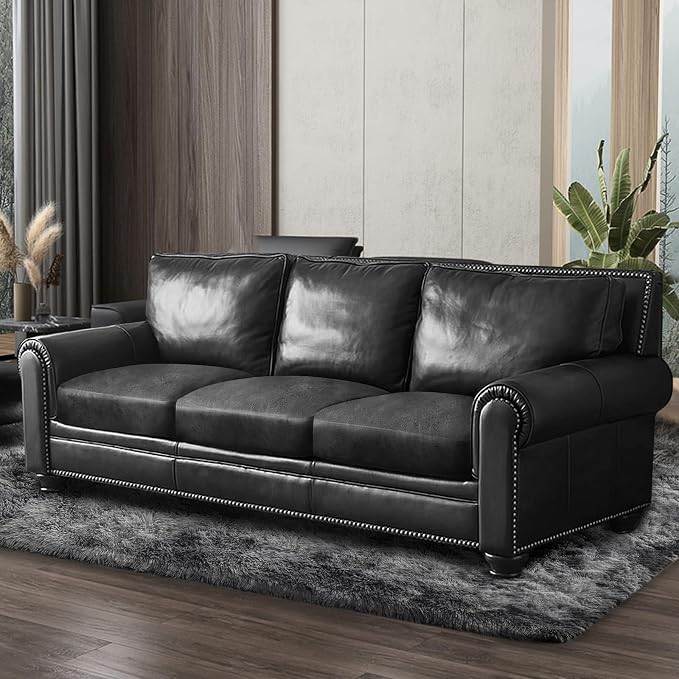 ANARACHON Leather Look Couch Cushion Covers Sofa Seat Slipcovers Sets Couches Furniture Protector for Sectional Armchair Loveseat Pets Kids Stretch Spandex Fabric (3 Cushion Sofa, Dark Grey) - Image 8
