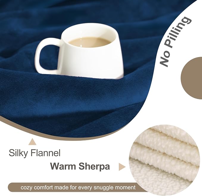 gogobunny Waterproof Pet Blanket for Small Dogs and Cats, Reversible Sherpa Fleece Soft Plush Throw for Couch Protection, Washable Furniture Protector (Navy Blue, 30x40 inches) - Image 4