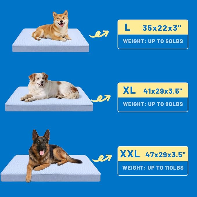 Cooling Dog Bed for Large Dogs, Washable Memory Foam Dog Beds for Crate with Joint Relief, Waterproof Liner and Removable Cover (35’’x 22’’) - Image 4