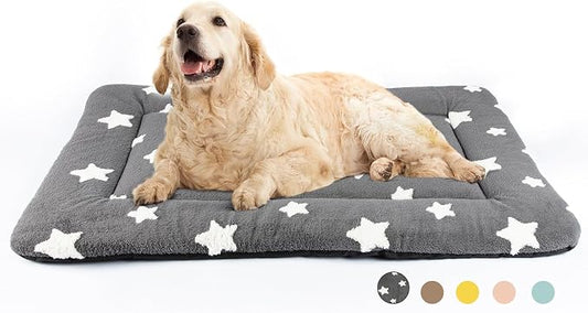 Mora Pets Dog Crate Pad Dog Kennel Bed Crate Mat for Large Dogs Washable Cute Star Pet Bed for Cage Ultra Soft Flat Pillow Cushion for Cozy Sleeping Anti-Slip Grey 42 x 27 by MoraPets