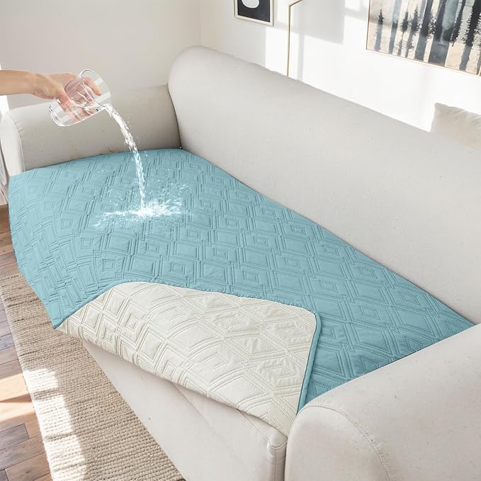 Genina 100% Waterproof Couch Cover for 3 Cushion Couch Sofa Cover for Dogs, Anti-Slip Sofa Covers Washable Couch Covers for Sectional Sofa L Shape Furniture Protector, 1 Piece (Sky Blue, Sofa) by Genina