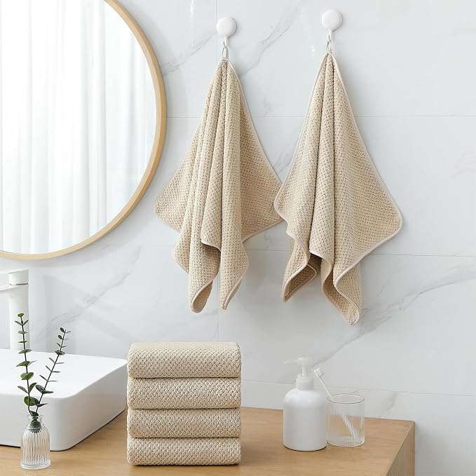 18 Piece Microfiber Bath Towels Set - 6 Bath Sheets,6 Hand Towels And 6 Washcloths,Soft Family Towels,Highly Absorbent Bathroom Towel,Quick Dry Shower Towel Luxury Towels For Hotel Spa Dorm-Camel - Image 2