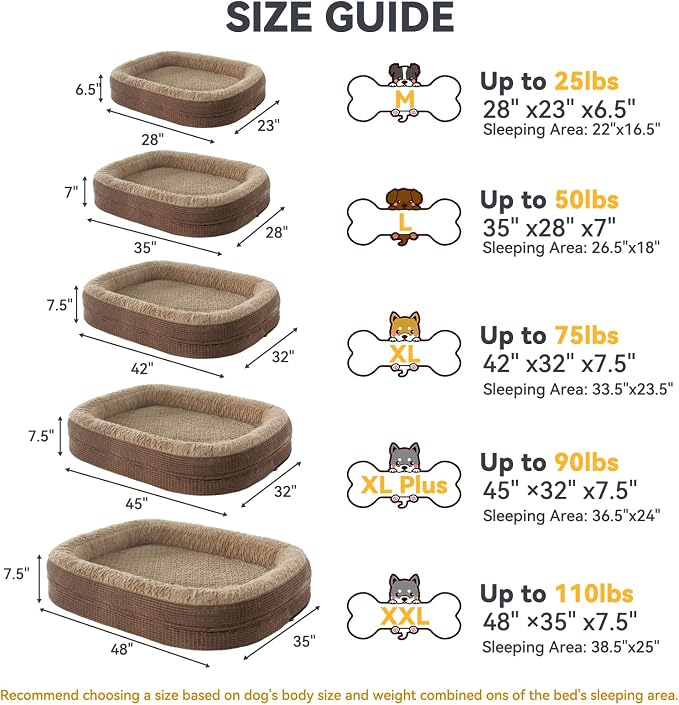JOEJOY Orthopedic Dog Bed for Large Dogs, Egg-Crate Memory Foam Pet Bed with Bolster Sides, Waterproof Lining, Removable Washable Cover & Non-Slip Bottom, Brown - Image 6