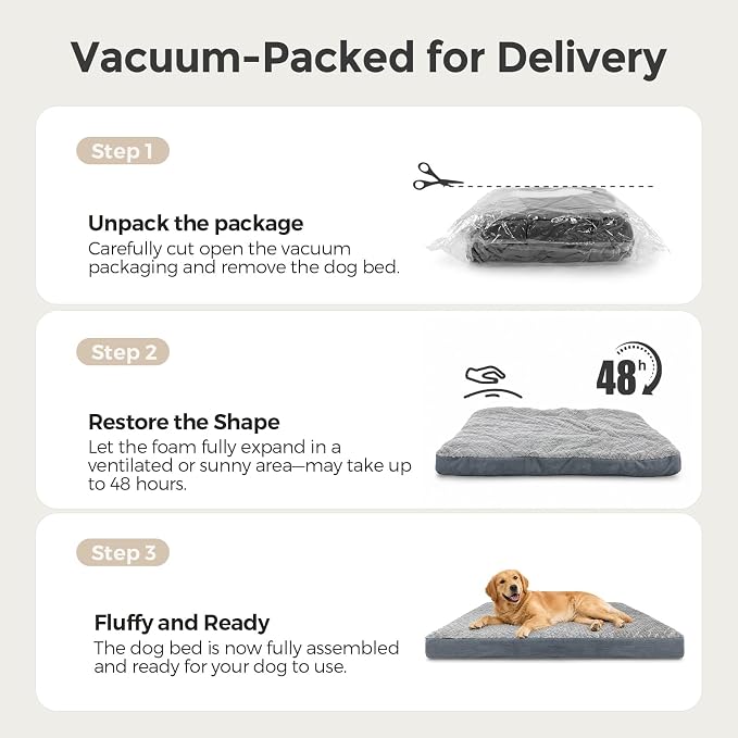 Sytopia 42" Indestructible Dog Bed for Extra Large Dogs – Chew-Proof Pet Mat with Double-Sided Plush & Waterproof Liner, Tough Crate Mat with Egg-Crate Foam Support, Indoor & Outdoor，Grey - Image 7