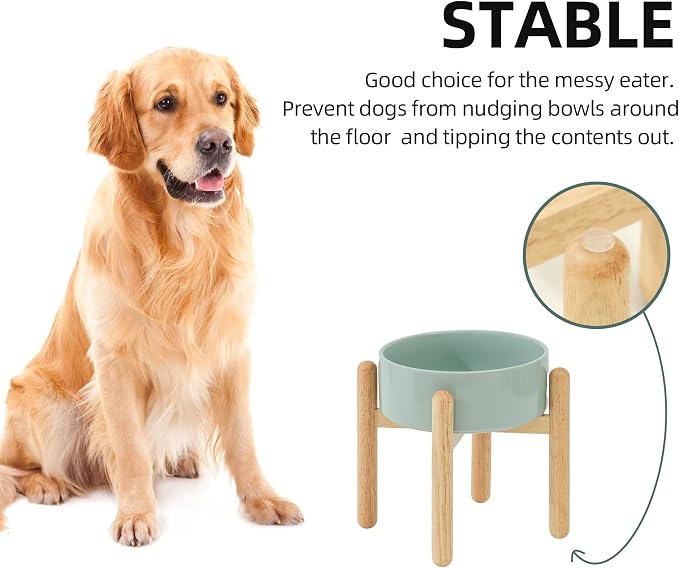 Havniva Elevated Dog Bowls Ceramic Dog Bowls with Stand, Dog Food Bowl | 8.3” Raised Dog Bowls with Non-Slip Wood Stand, Dog Food and Water Bowl Set, Dog Feeding Bowls for Large Dogs - Image 6