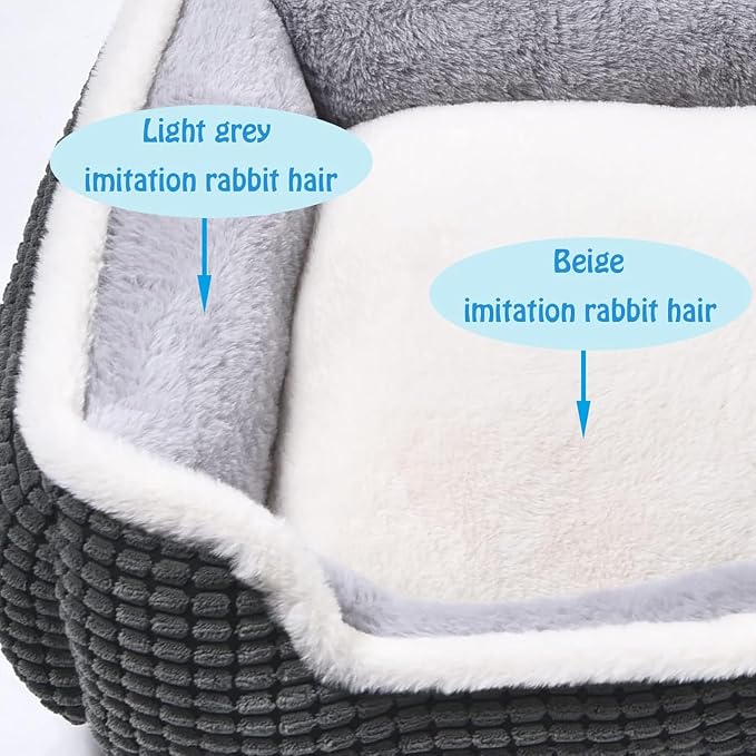 Luxury Square Grey Animal Bed - Super Soft, Washable, Anti-Slip & Water-Resistant, Suitable for Medium Size Dogs & Indoor Cats - Image 3