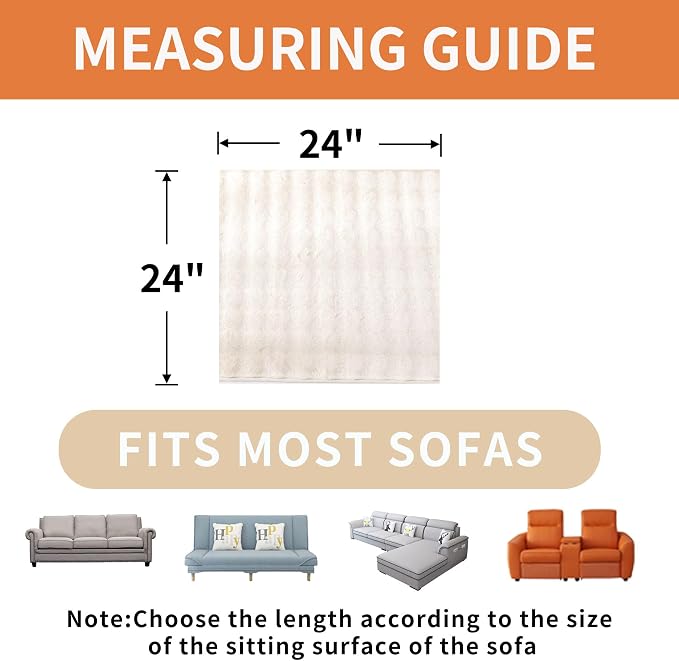 Waterproof Dog Bed Cover Non Slip Couch Covers for Dogs Washable Soft Faux Fur Sofa Cover Couch Covers for 3 Cushion Couch Sofa Pet Friendly (Off White, 24" x 24" 2 Pack) - Image 6