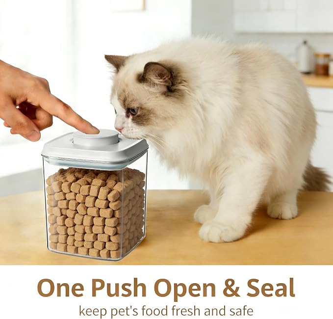 Ankou Airtight Dog Food Storage Container, 2.8 QT, One-Touch Pop Lid, BPA-Free | Clear Stackable Canister for Pet Food & Cat Treats - Image 2