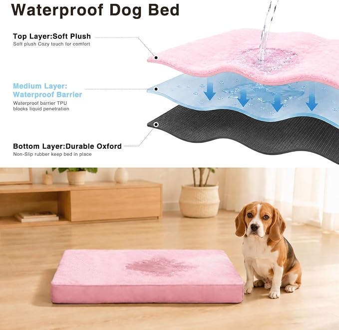 NUPIDA Waterproof XL Extra Large Dog Crate Bed with Washable Cover, 41x27 | TPU Waterproof Layer, Easy Clean Cover, Soft Plush Surface, Durable Oxford fabric, Non-Slip Bottom, For Large Breeds ≤80lbs - Image 4