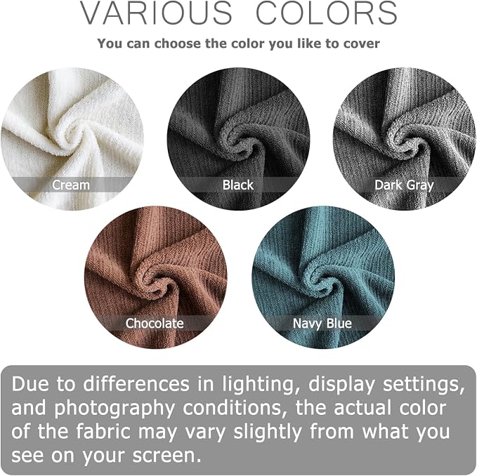 URBANLIFE 4-Piece Stretch Sofa Covers for 3 Cushion Couch, Cream | Super fitted spandex slipcovers for couches. Non-slip elastic bottom. Machine washable furniture protector for kids & pets. - Image 9