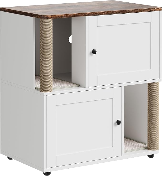 Garvee Cat Litter Box Enclosure Furniture for 2 Cats, Hidden Litter Box, Modern Double Layer Cats Washroom Furniture with 2 Scratch Mat and Cat Scratching Post, Side End Table for Living Room Hallway by Garvee