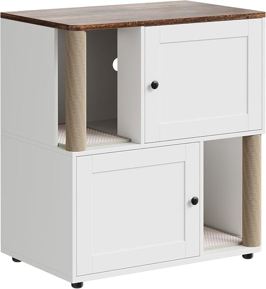 Garvee Cat Litter Box Enclosure Furniture for 2 Cats, Hidden Litter Box, Modern Double Layer Cats Washroom Furniture with 2 Scratch Mat and Cat Scratching Post, Side End Table for Living Room Hallway by Garvee