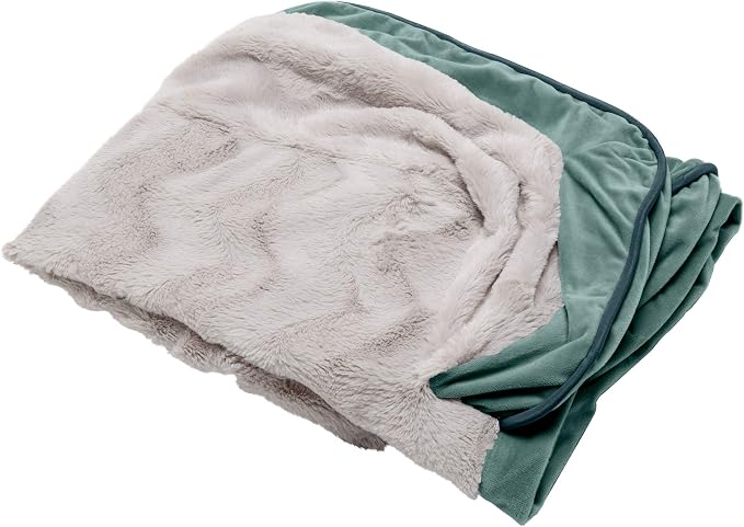 Furhaven Replacement Dog Bed Cover Perfect Comfort Plush & Velvet Waves Sofa-Style, Machine Washable - Celadon Green, Jumbo Plus (XX-Large) by FurHaven