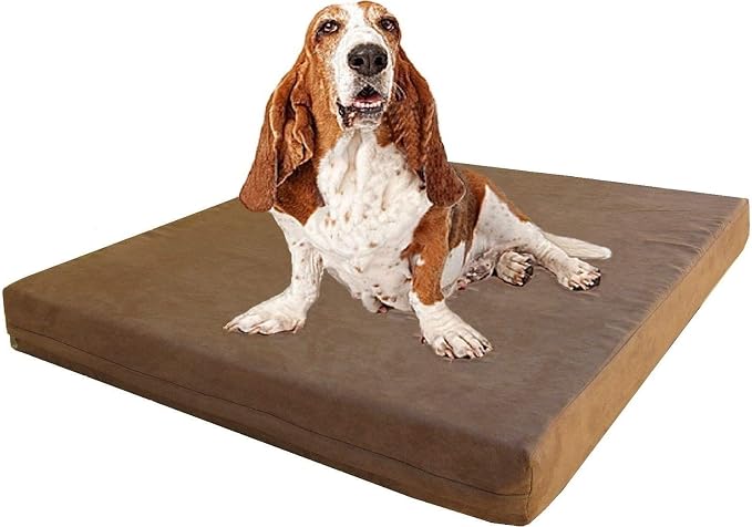 Dogbed4less Orthopedic Memory Foam Dog Bed with Brown Suede Cover, Waterproof Liner and Extra Replacement Pet Bed Case, Fit 42"X28" Large Crate by Dogbed4less