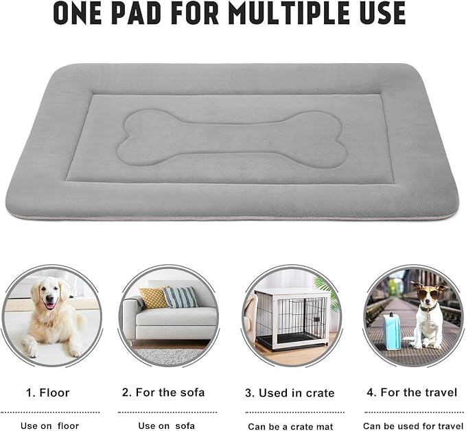 Large Dog Bed Soft Dog Crate Pad Mat 42 in Non-Slip Bottom Washable Dog Sleeping Mattress Pet Beds Cat Beds Kennel Pads - Image 4