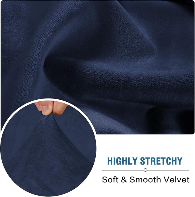 H.VERSAILTEX Velvet Stretch Couch Cushion Cover Plush Cushion Slipcover for Chair Cushion Furniture Protector Seat Cushion Sofa Cover (1 Piece Armchair Cushion Covers, Navy) - Image 5