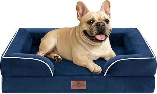 Comfort Expression Orthopedic Dog Bed for Medium Size Dog with Bolster | Waterproof Dog Couch Bed with Washable Cover & Non-Slip Bottom, Supportive Egg Crate Foam Medium Pet Bed, 30x20 Inch by ComfortExpression