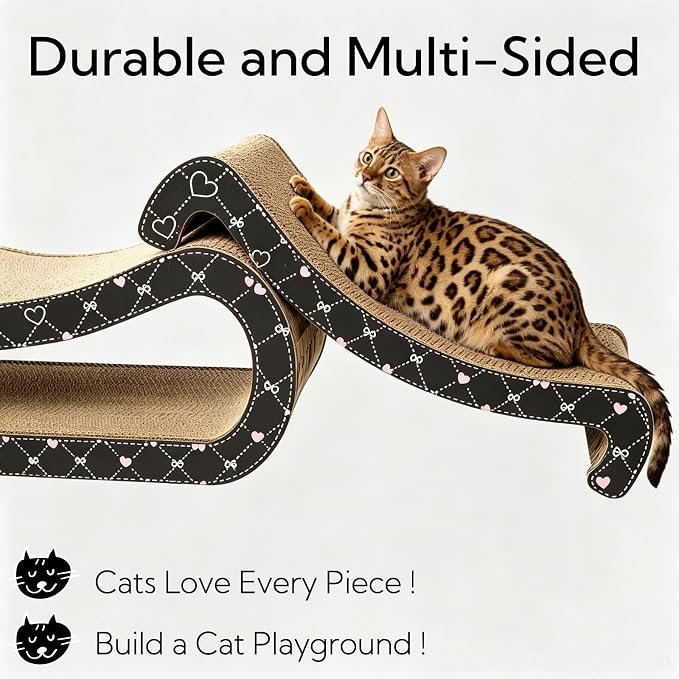 4-in-1 Large Cat Scratcher Lounge Set, (31.5×11.8×11.8 in) Reversible Cardboard Scratchers for Indoor Cats, Scratching Board Sofa Bed, Corrugated Scratch Pad for Cat Nails, Recyclable - Image 5