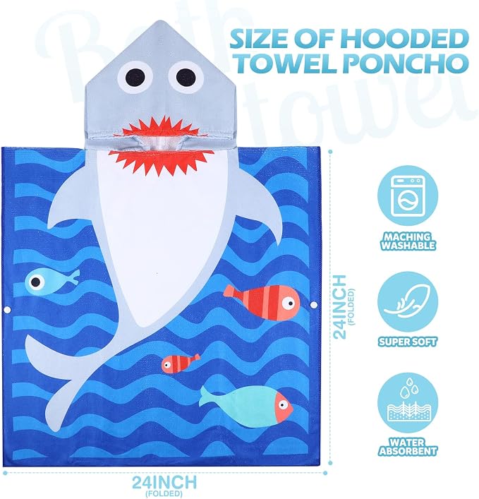 Oudain 6 Pcs Kids Hooded Towel Kids Bath Towels with Hood Microfiber Baby Pool Beach Towel for Boy Girls Toddler (47 x 24 Inch,Cute Style) - Image 2