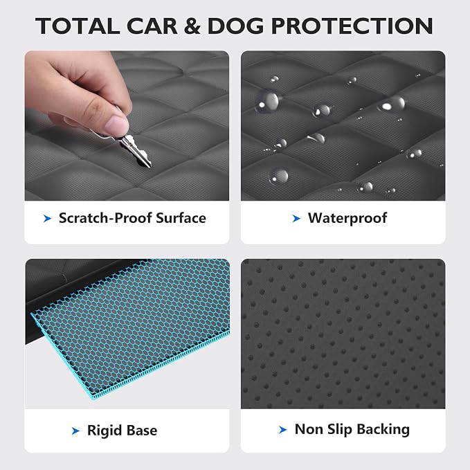 Back Seat Extender for Dogs-Large Space, Hard Bottom Egg Crate Foam Soft Dog Car Seat Cover, Sturdy Backseat Extender for Dogs, Waterproof Pet Car Bed Dog Hammock for Car, SUV, Truck - Image 6
