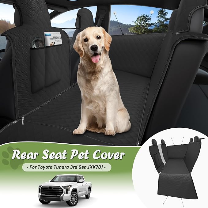 Shademax Custom for Toyota Tundra Rear Seat Pet Cover 2022-2025 2026 Dog Car Seat Cover for Back Seat Pet Mat Protector Waterproof Anti-Scratch Dog Hammock Liner Oxford Fabric Tundra Accessories - Image 2