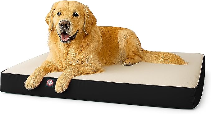 Majestic Pet 48x34x3 Inch Black Orthopedic Memory Foam Rectangle Dog Bed – Large Size Crate Dog Bed for Dogs with Joint Pain, Arthritis – Durable Pet Mattress with Egg Crate Foam, Washable Cover by MajesticPet
