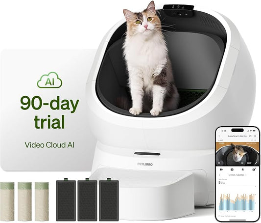 PETLIBRO Automatic Litter Box with AI-Camera Waste Analysis & 90-Day AI Trial, Open-Top Self Cleaning Litter Box for Large Cats with Multi-Cats Recognition, Weight & Usage Tracking, Auto Odor-Control by Unknown