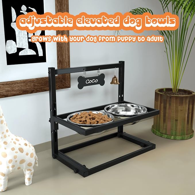 SHAINFUN Elevated Dog Bowls for Medium Dogs and Cats - Raised Cat or Dog Bowl Stand with Adjustable Height and Two Stainless Steel Food Bowls - Ideal for Medium and Small Dogs and Cats - Image 6