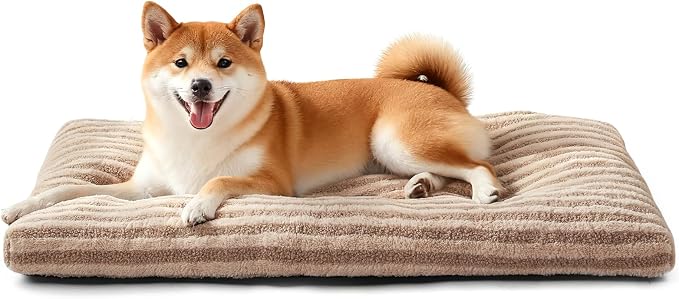 FURTIME Washable Dog Bed Medium Size Dogs, Deluxe Dog Crate Beds | Comfy Fluffy Kennel Pad Anti-Slip Pet Sleeping Mat, Machine Washable Dogs Pillow, 29"x21"x3", Brown by FURTIME