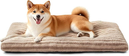 FURTIME Washable Dog Bed Medium Size Dogs, Deluxe Dog Crate Beds | Comfy Fluffy Kennel Pad Anti-Slip Pet Sleeping Mat, Machine Washable Dogs Pillow, 29"x21"x3", Brown by FURTIME