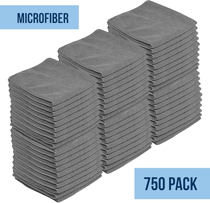 GREEN LIFESTYLE Chamois Cloth, Microfiber Cleaning Cloth 750 Pack, Borderless Towels Cleaning, Car Microfiber Towel, Drying Car Wash Towels (11.5" x 11.5", Grey) - Image 7