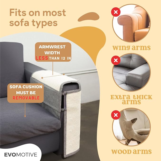 Cat Couch Protector, Fits on Either Arm Rest, Cat Scratch Furniture Protector - Image 2