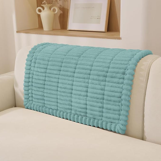 Fuzzy Sofa Headrest Covers for Dogs Washable, Thick Couch Covers for 3 Cushion Sofa Pet Friendly, Non Slip Plush Dog Couch Cover for for Sectional, Loveseat (Turquoise, 27.6" x 35.4") by CYCMACOHOME