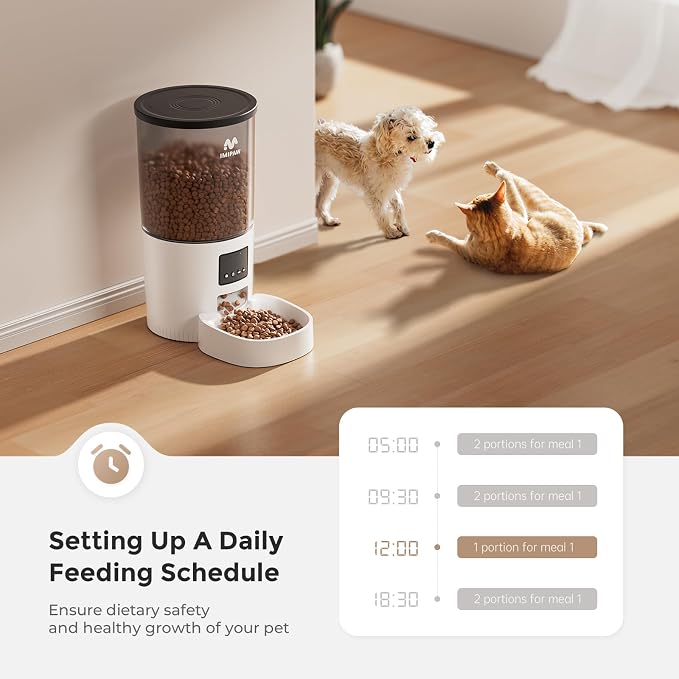 IMIPAW Automatic Cat Feeder, 5L Pet Dry Food Dispenser with Timed Programmable Portion Control, Dual Power Backup, with Desiccant Bag, 1-10 Meals, Easy Set Up, 10 Meals Per Day for Cats and Puppies - Image 3
