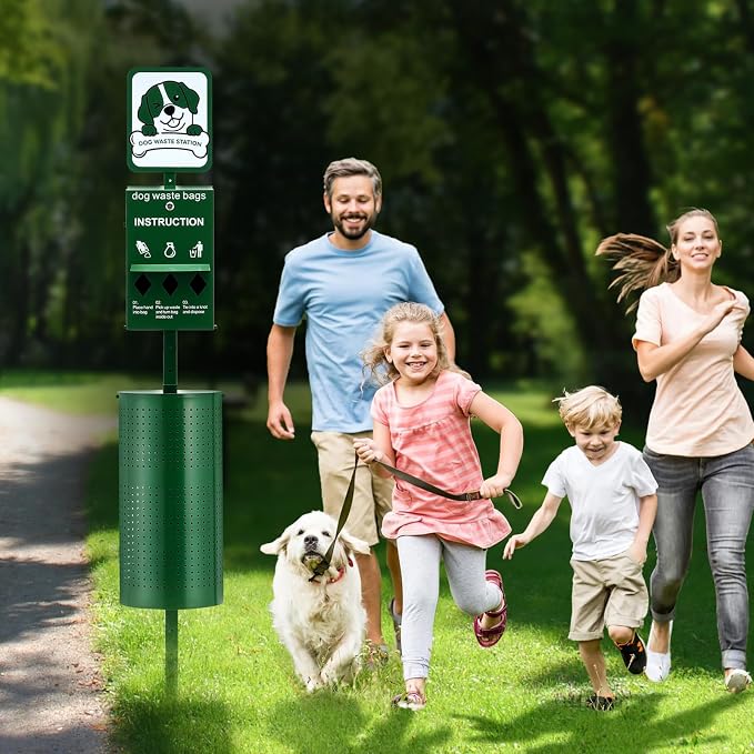 VEVOR Dog Waste Station, 11.5 Gallon Pet Waste Station with Lockable Bag Dispenser, 50 Can Liners & 600 Waste Bags, Outdoor Pet Poop Station for Apartments, Parks, Backyard, Dog Waste Disposal System - Image 8