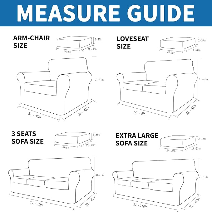 XINEAGE New 4 Pieces Couch Covers for 3 Cushion Couch Super Stretch Thick Soft Sofa Cover Anti Slip Sofa Slipcover Dogs Cats Furniture Protector (Peacock Blue, 71"-91") - Image 2