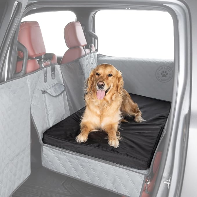 Ruff Liners Standard Dog Bed for Car Back Seat, Black – As Seen on Shark Tank – Fits Standard Seat Extender – Non-Slip Base, Waterproof, Machine-Washable – Dog Mat for Car with Rebound Foam Comfort by RuffLiners