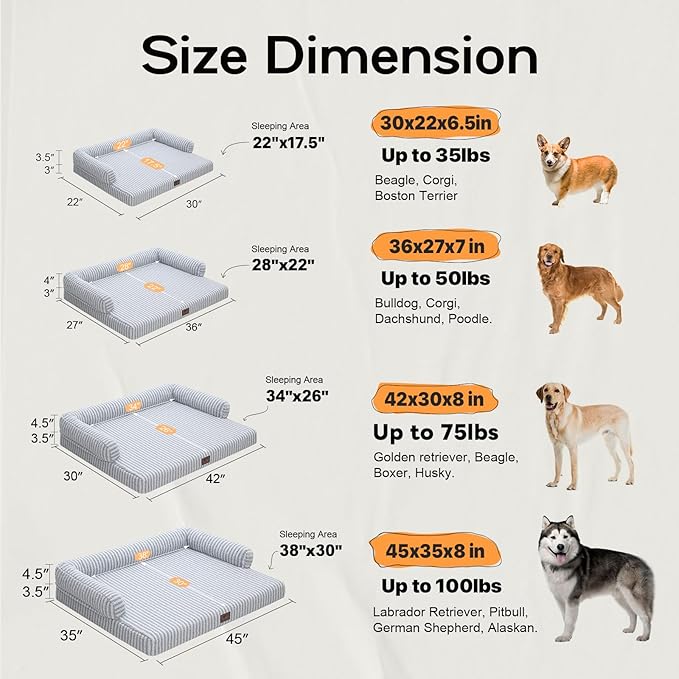 MEKIY Orthopedic XL Dog Bed with Bolster for Extra Large Size Dogs | Pillow Support for Neck Relief, Egg Crate Foam, Skin-Friendly Surface, Waterproof Liner, Anti-Slip Bottom, 42 x 30 Inch - Image 3