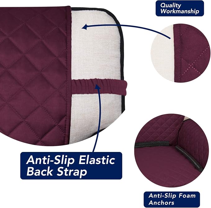 PureFit Reversible Quilted Sofa Cover Dog Couch Covers for Sofa, 66 in | Wine/Beige, Water Resistant Couch Protector, Washable Pet Couch Cover with Non Slip and Elastic Straps For Kids - Image 3