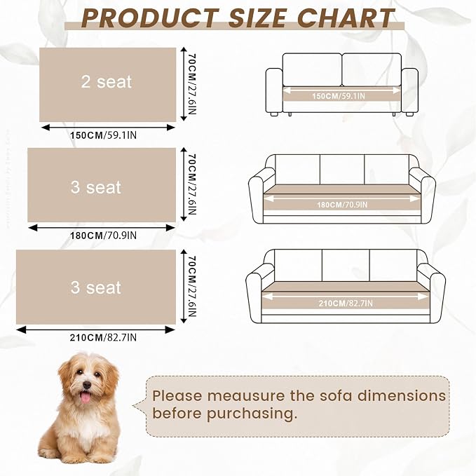 Couch Cover for Dog, Anti Slip Sofa Cover for Sectional, Cream, 27.6 x 82.7 | Soft Thick Couch Covers for 3 Cushion Couch Sofa Pet Friendly, Scratch Resistant Sofa Cover Washable Dog Furniture Protector - Image 2