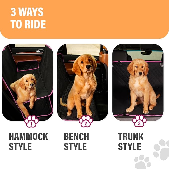 Active Pets Pink Standard Dog Car Hammock Back Seat Cover, Waterproof Backseat Cover Protector for Truck Bench Rear of Sedans or SUVs, Essential Pet Supplies Vacuum or Wipe Clean, Machine Washable - Image 7