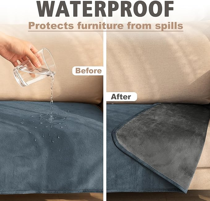 Ameritex Pet Bed Blanket Reversible 100% Waterproof Velvet Super Soft for Sofa and Bed - Image 3