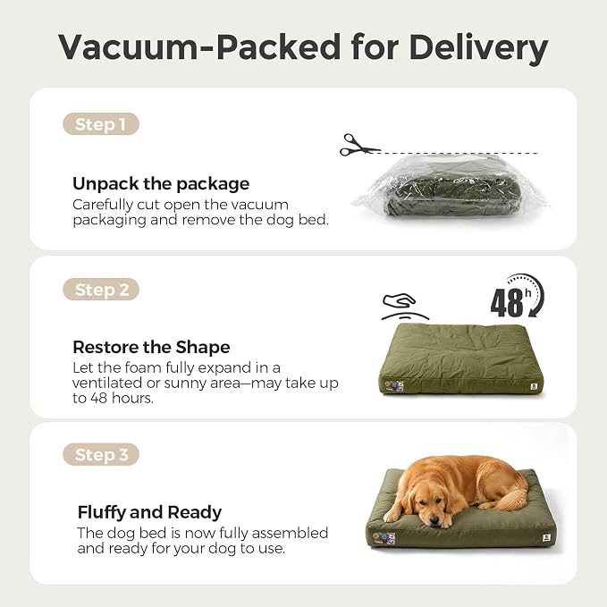 Sytopia Waterproof Outdoor Dog Bed for Large & Senior Dogs, Orthopedic Egg Crate Foam Pet Mat with Removable Washable Cover, Outdoor Indoor Crate Bed for Patio, Camping, Travel & Home 42inch, Green - Image 6
