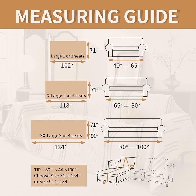 Boho Couch Covers for Sofa Washable Sofa Covers for 3 Cushion Couch Soft Non Slip Couch Covers for Sectional Sofa Dog Pet Furniture Protector﻿ (Shallow Coffee, 91"*118") - Image 5