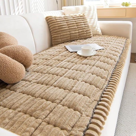vctops Striped Couch Cover Super Soft Corduroy Sectional Sofa Cover Washable Non Slip Sofa Slipcover Furniture Protector for Kid Dog Pet,1 Piece (Coffee,27"x70") by vctops
